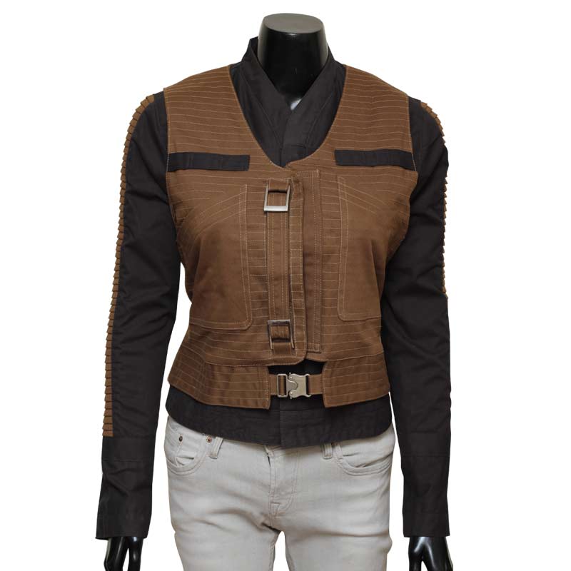  Star  Wars  Jyn Erso Leather Jacket  with Vest For Sale l 