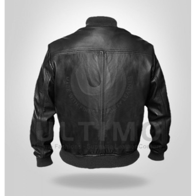 Men's Stylish Black Bomber Genuine Leather Jacket