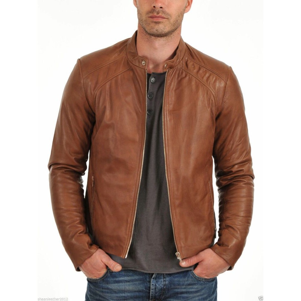 Nero Bomber Genuine Stylish Leather Jacket Brown Color