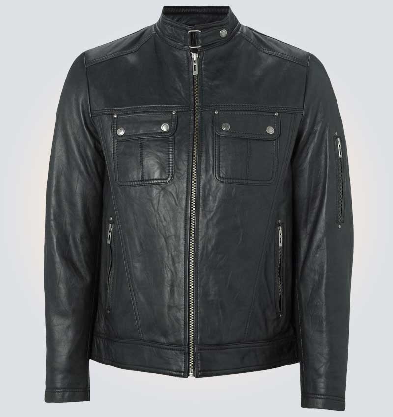 Black Martin Bomber Leather Jacket