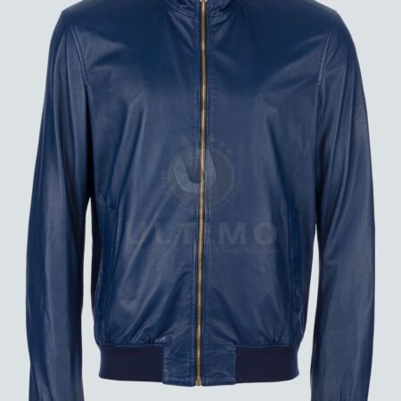 Blue Ryan Reynolds Leather Jacket For Mens