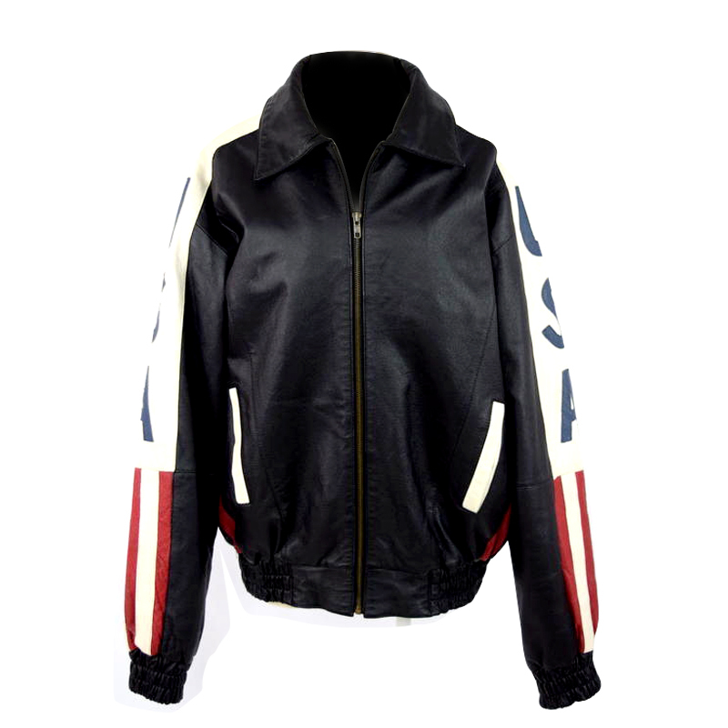 Bomber USA Flag Leather Jacket (1)