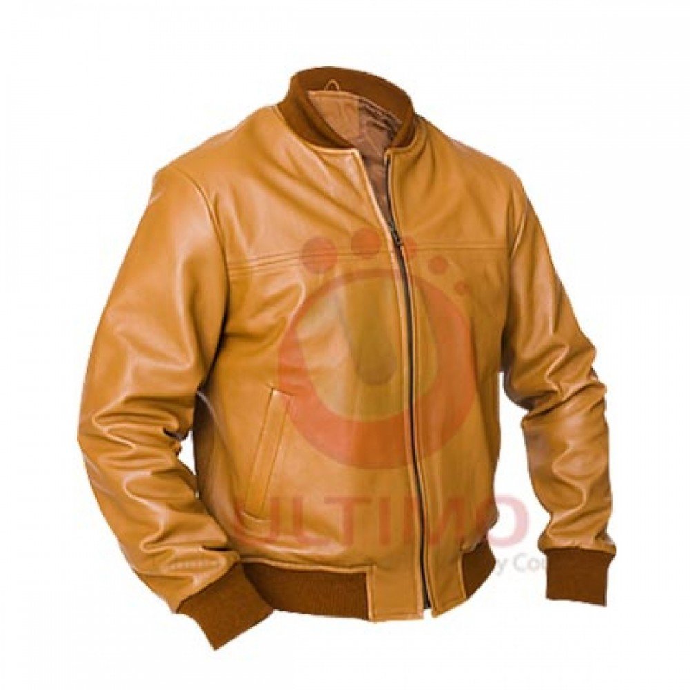 Safari Bomber Brown Leather Jacket