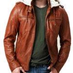 brown leather jacket stylish 2