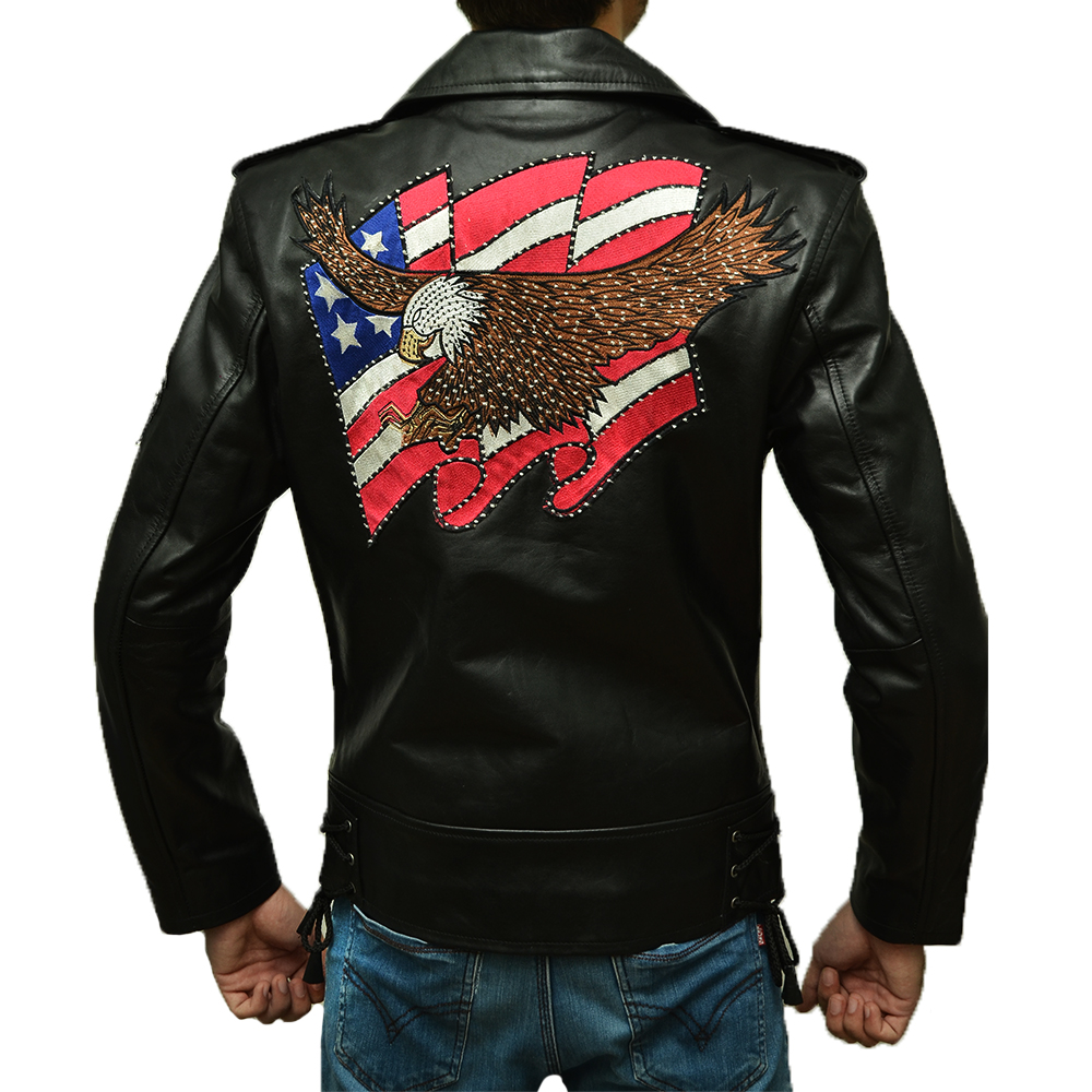 American Eagle Black Leather Jacket slim Fit08