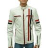 Stylish White Leather Jacket slim Fit For Man