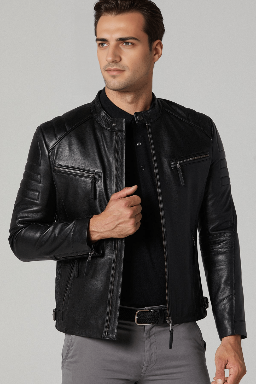 Black X-Men's Slim-Fit Leather Jacket