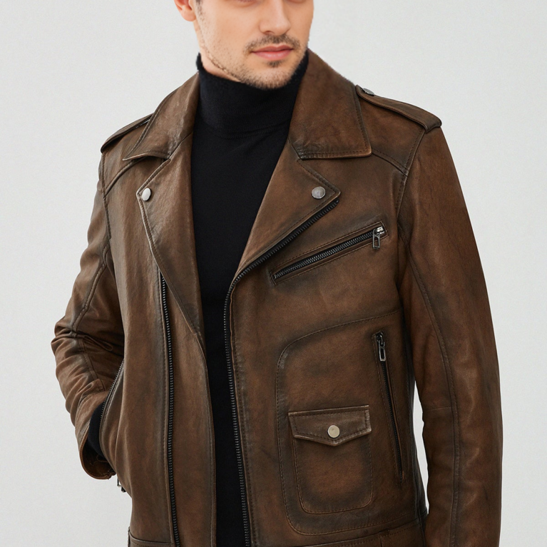 Biker Brown Men's Leather Jacket