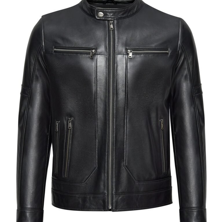 Black Collar Judge Leather Jacket For Men