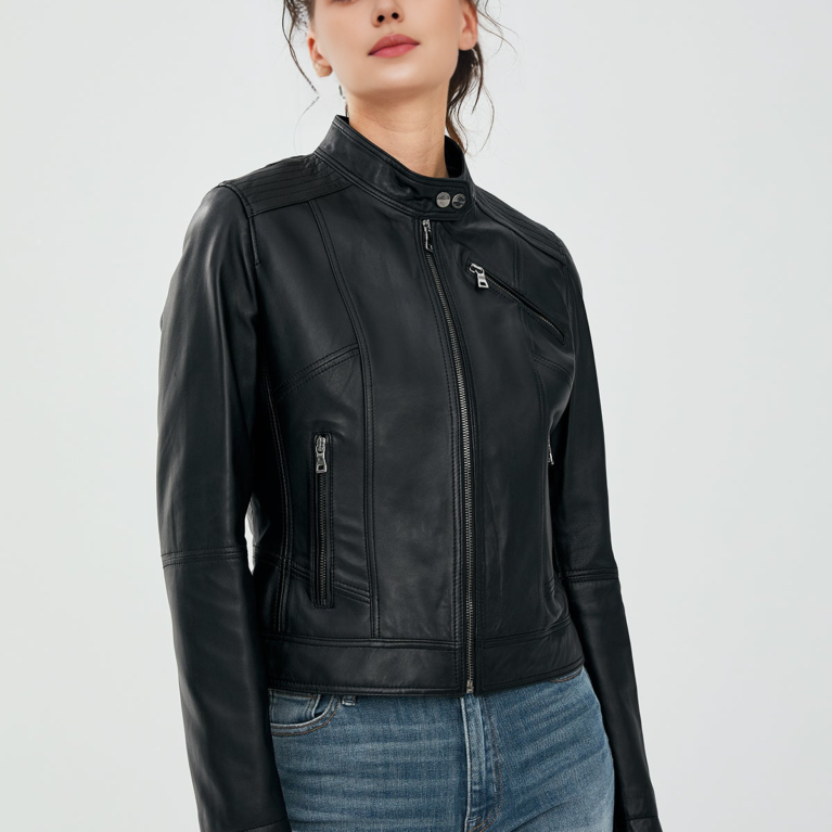 Short Black Leather Jacket For Women