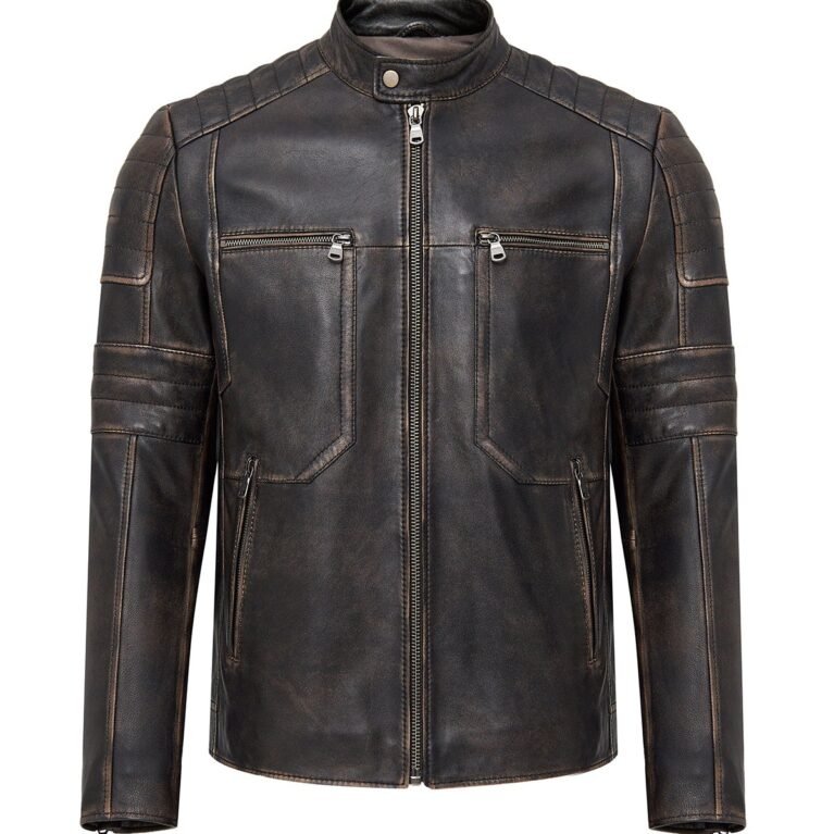 Vintage Slim-Fit Brown Leather Jacket For Men
