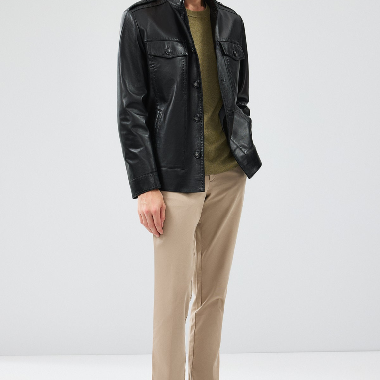 Black Men&rsquo;s Leather Jacket