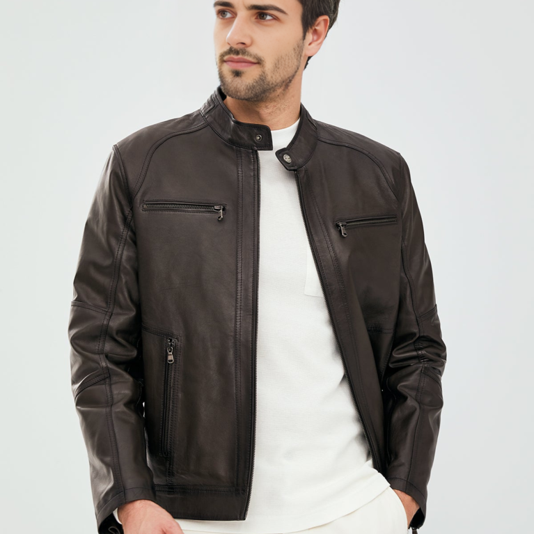 Men&rsquo;s Stylish New Dark Brown Leather Jacket