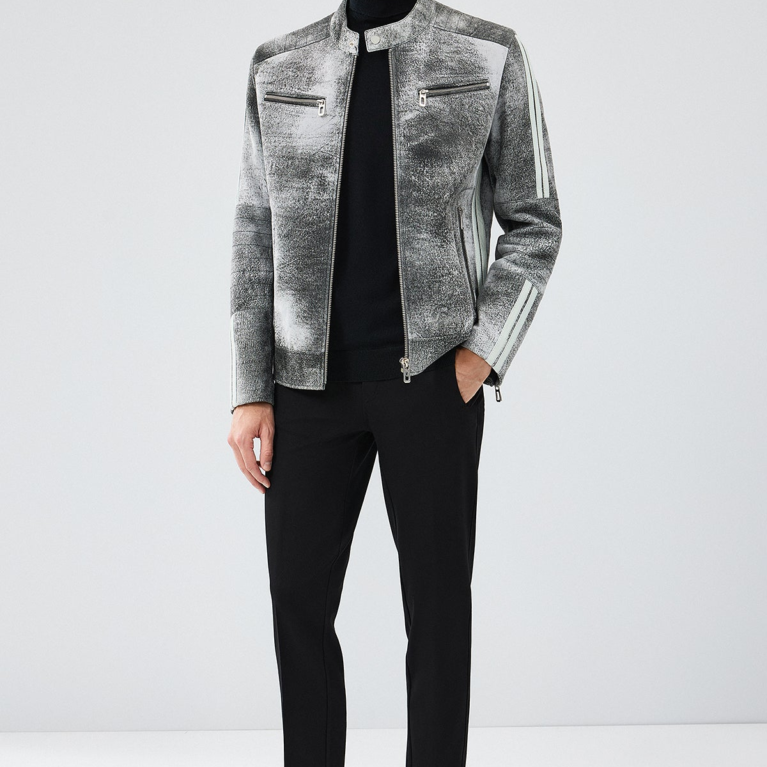 Nubuck Men’s Sport Gray Leather Jacket