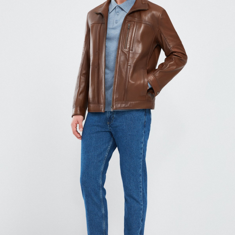 Cognac Men’s Leather Jacket