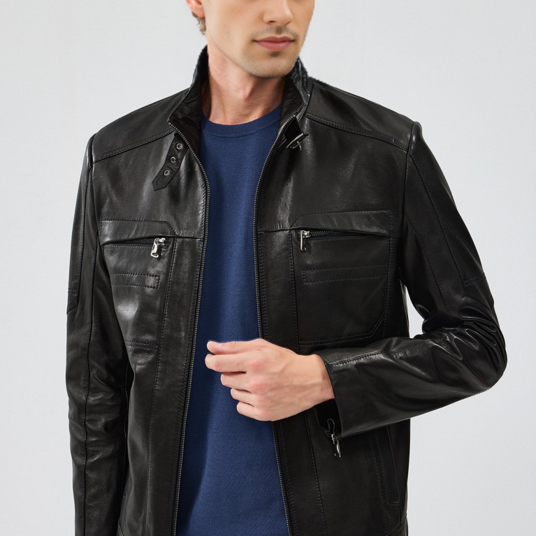 Xavier Black Leather Jacket