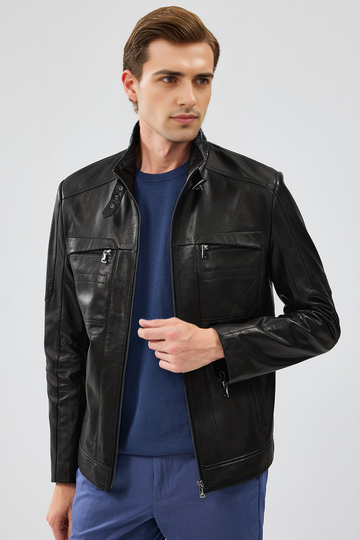 Xavier Black Leather Jacket | 60% Off | Ultimo Jackets