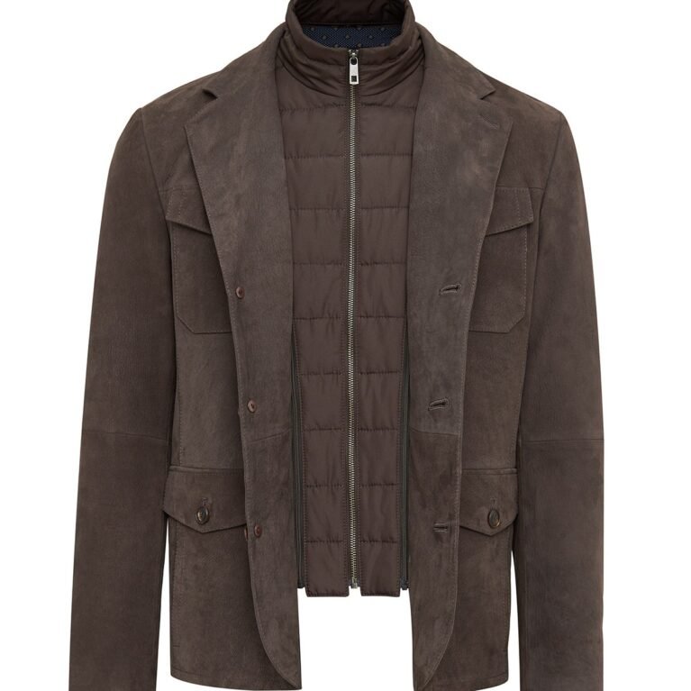 Men's Nubuck Brown Leather Jacket