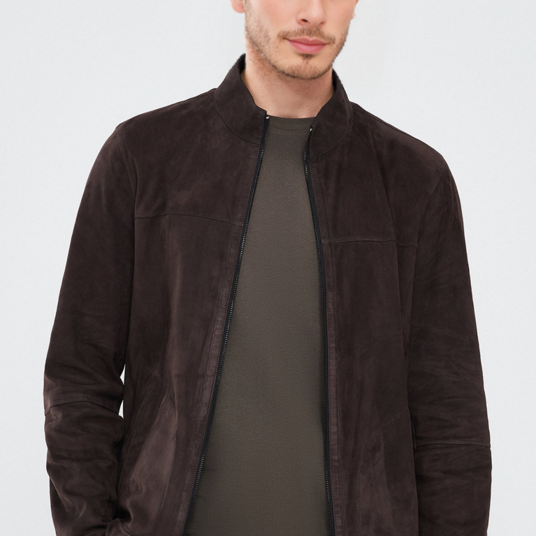 Men's Suede Double-Sided Brown Leather Jacket