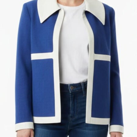 Women's Blue and White Cotton Jacket
