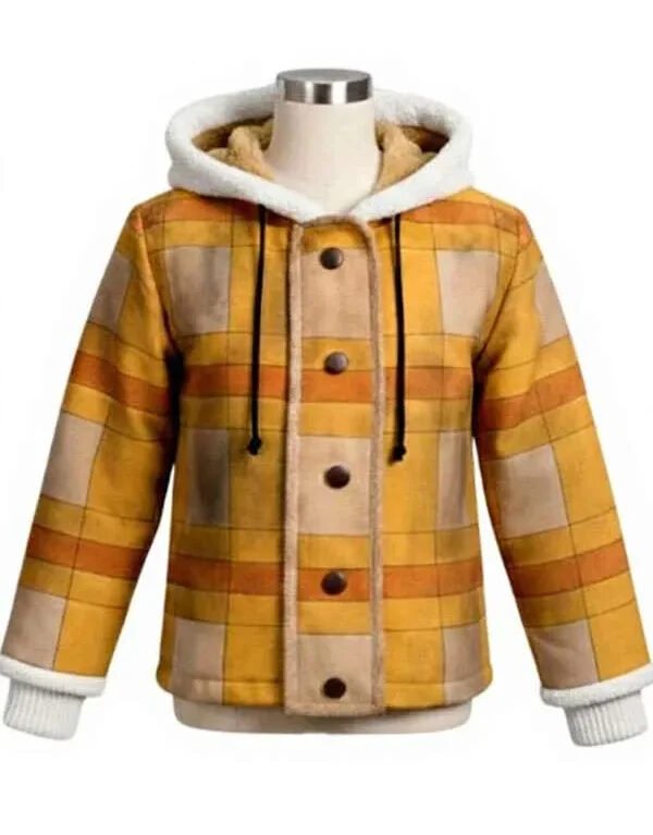 Men's Yellow Checkered Hooded Jacket