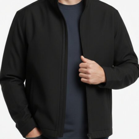 Men's Black Cotton Full-Zip Jacket