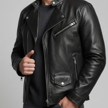 Men's Black Genuine Leather Motorcycle Jacket