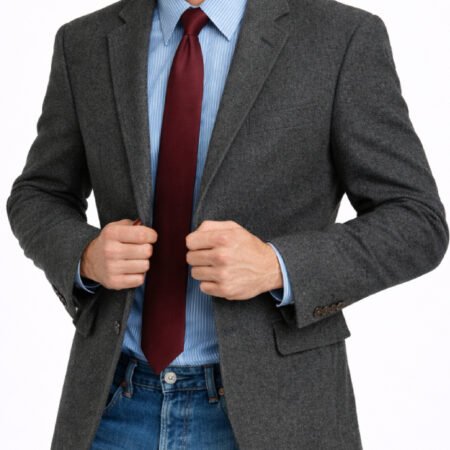 Charcoal Wool Blazer for Men – Modern Tailored Fit